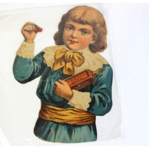 Antique Advertising Cutout Lowell Mass Ayers Cherry Cough Syrup Little Girl 1890